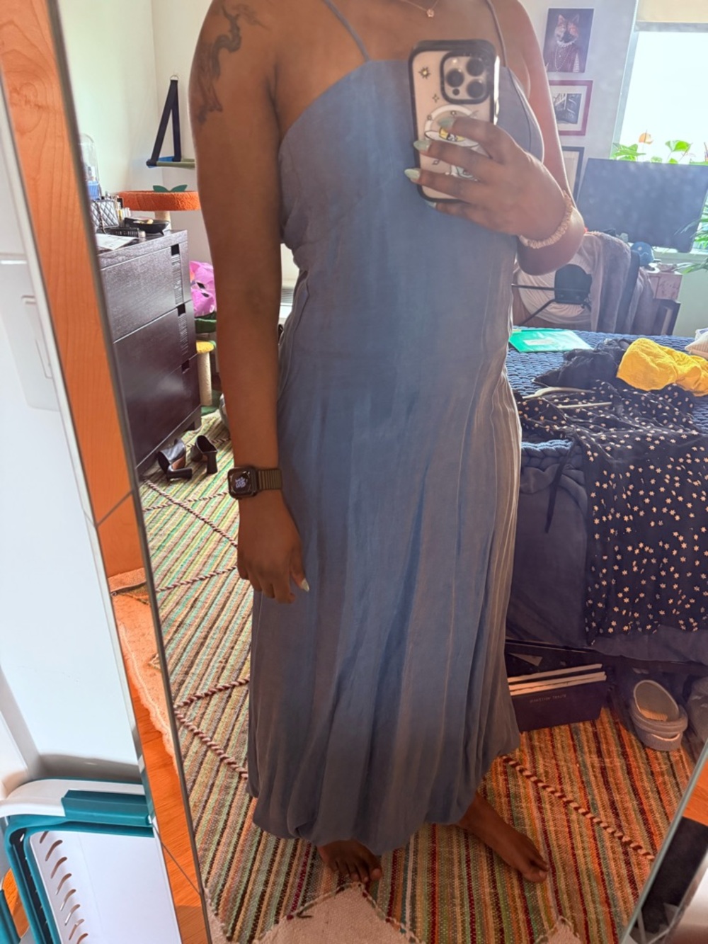 The Line By K - Erma Blue Bubble Maxi Dress with Spaghetti Straps sz XS - Picture 4 of 9